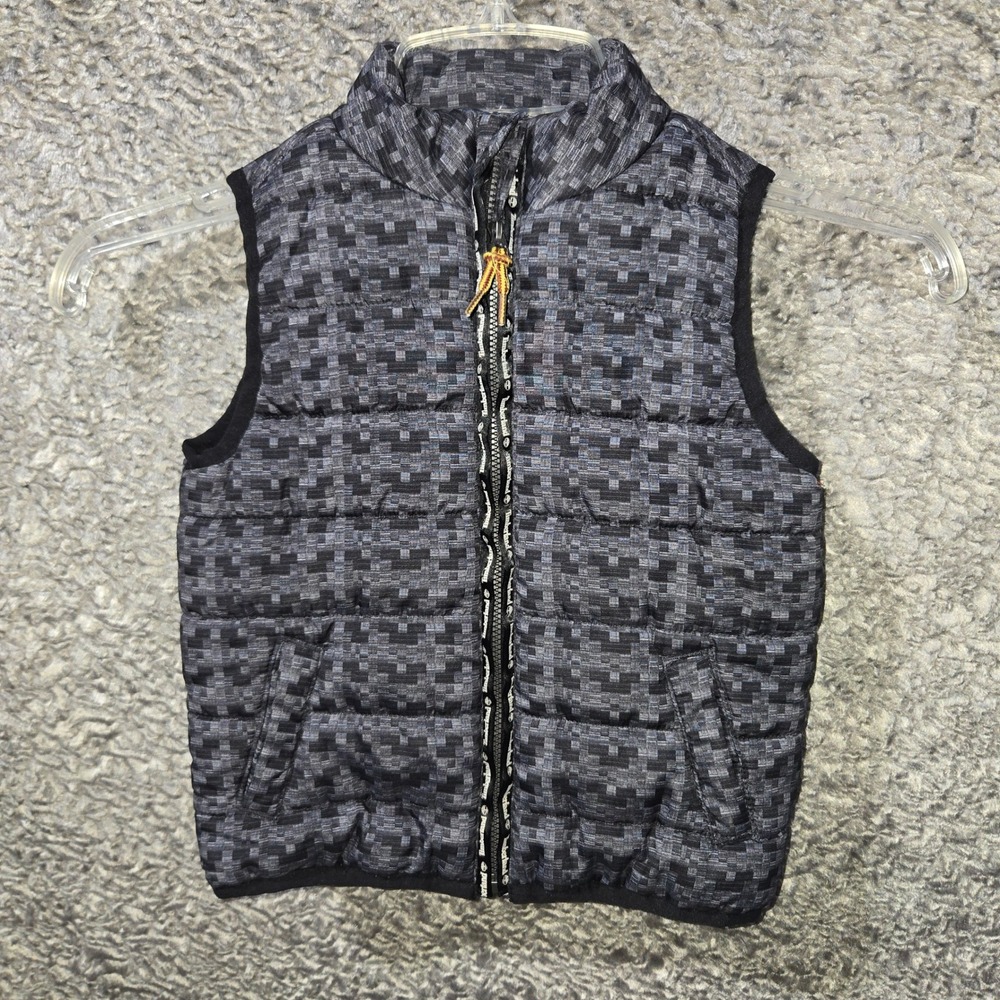 Timberland Toddler Boys Grey Black Pixel Geometric Puffer Vest 24M‎ RN130323